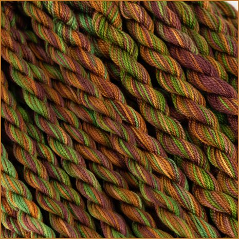 reen brown embroidery threads, colour #35, showing texture and color variations.