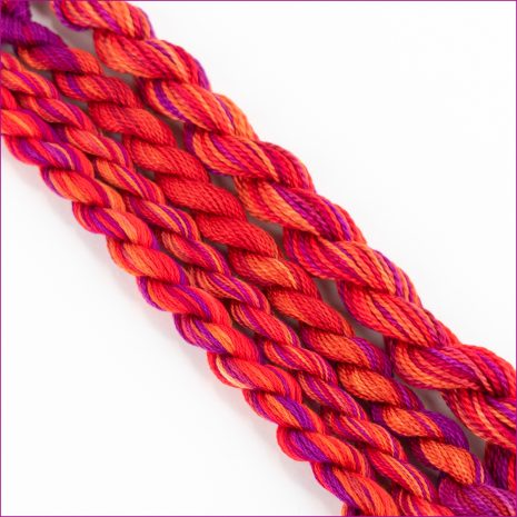 Colour 68 Sunsets Sunsets - Colour #68: embroidery perle cotton and floss in shades of red, orange, and purple