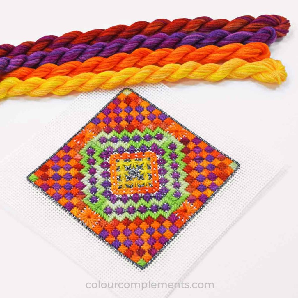 Portland Revisited Needlepoint Stitch Sample Colour Complements