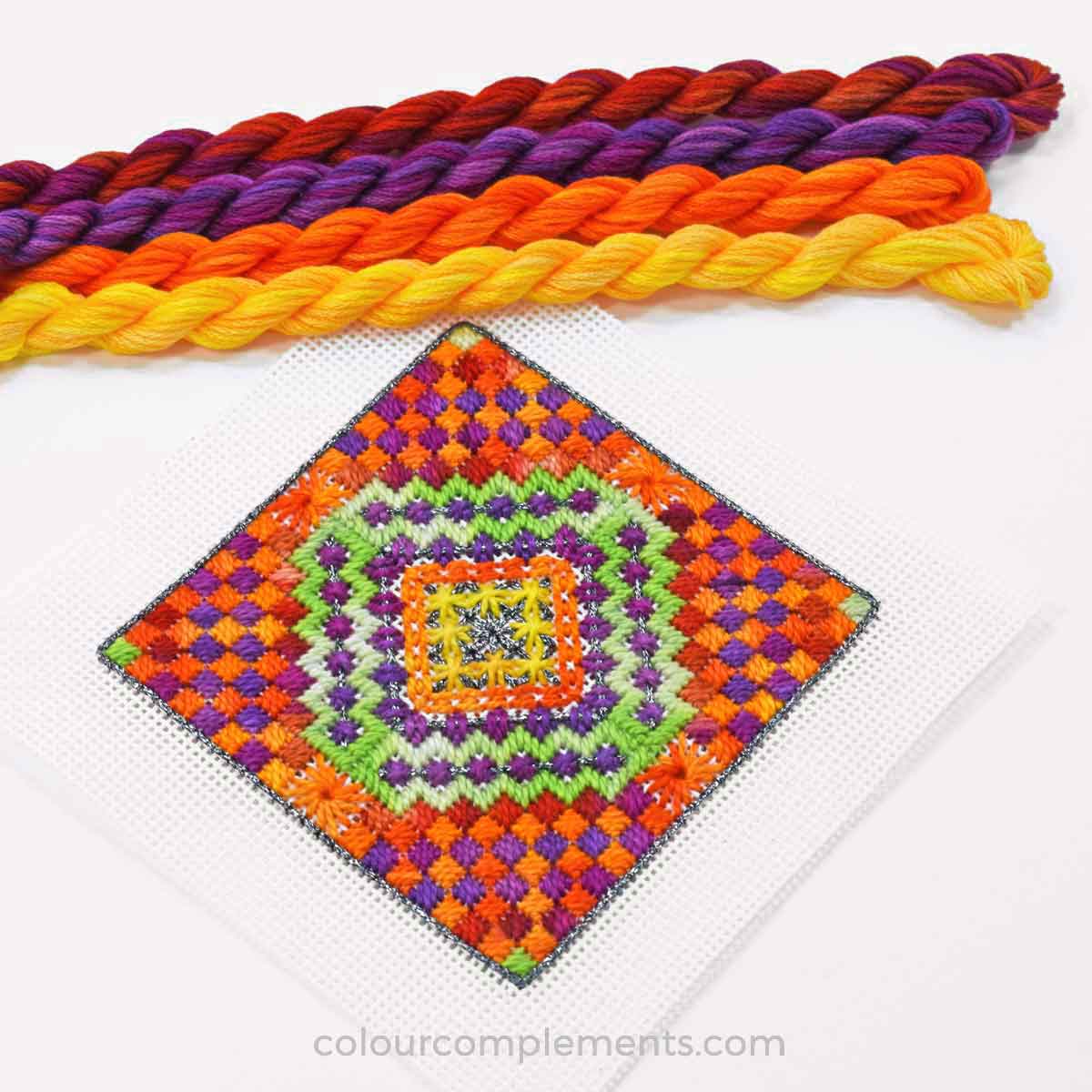 Portland Revisited Needlepoint Stitch Sample Colour Complements