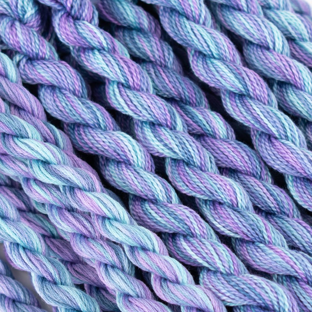 Blue and purple perle cotton threads, colour #193
