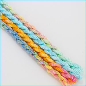 Size 5 Perle Cotton Sampler with pastel variegated threads