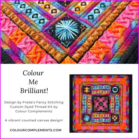 Colour Me Brilliant 2 Colour Me Brilliant! thread kit design by Freda's Fancy Stitching, a vibrant counted canvas design.