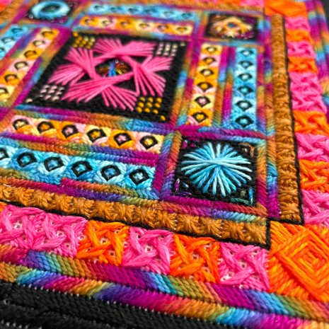 Colour Me Brilliant 2 1 Close-up of colourful embroidery from the Colour Me Brilliant thread kit