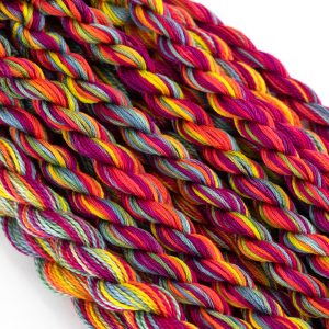 Limited edition hand-dyed embroidery thread in vibrant colors