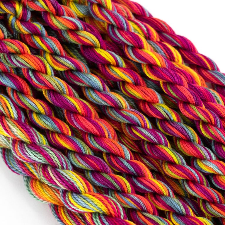 Limited edition hand-dyed embroidery thread in vibrant colors