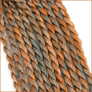 Size 12 perle cotton hand dyed in brown and grey