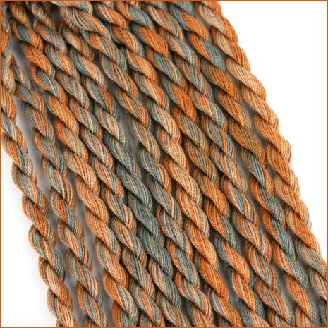 Colour Complements Colour 3 Size 12 perle cotton hand dyed in brown and grey