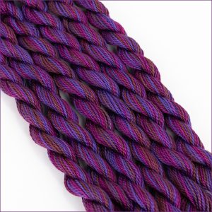 size 5 perle cotton in shades of purple and magenta